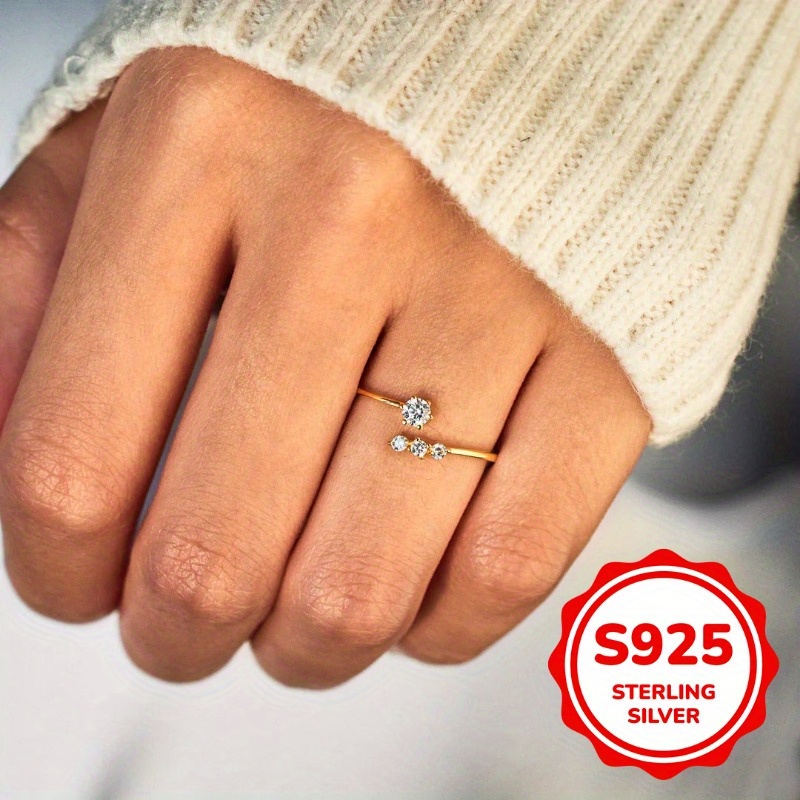 S925 Sterling Silver Lady's Ring with Zirconia